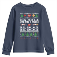 Funny Nurse Ugly Xmas Youth Sweatshirt Deck The Hall With Beta Blockers - Wonder Print Shop