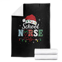Christmas School Nurse Throw Blanket Xmas Lights Red Santa Hat Crew Nurse - Wonder Print Shop