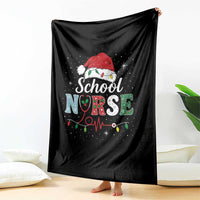 Christmas School Nurse Throw Blanket Xmas Lights Red Santa Hat Crew Nurse - Wonder Print Shop