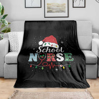 Christmas School Nurse Throw Blanket Xmas Lights Red Santa Hat Crew Nurse - Wonder Print Shop