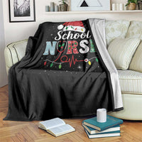 Christmas School Nurse Throw Blanket Xmas Lights Red Santa Hat Crew Nurse - Wonder Print Shop