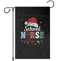 Christmas School Nurse Garden Flag Xmas Lights Red Santa Hat Crew Nurse - Wonder Print Shop
