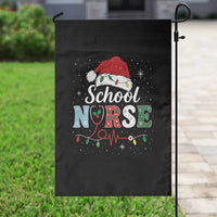 Christmas School Nurse Garden Flag Xmas Lights Red Santa Hat Crew Nurse - Wonder Print Shop