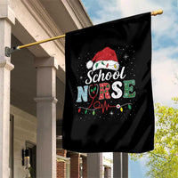 Christmas School Nurse Garden Flag Xmas Lights Red Santa Hat Crew Nurse - Wonder Print Shop