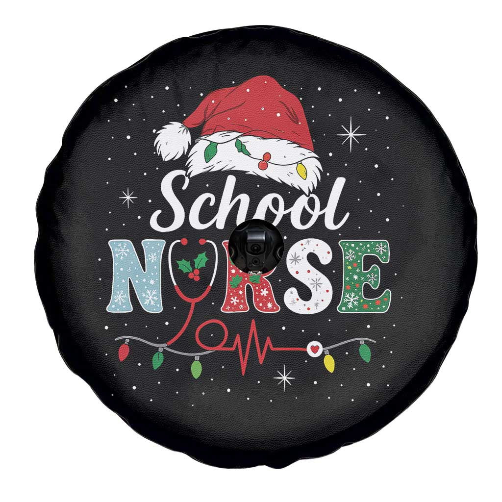 Christmas School Nurse Spare Tire Cover Xmas Lights Red Santa Hat Crew Nurse - Wonder Print Shop