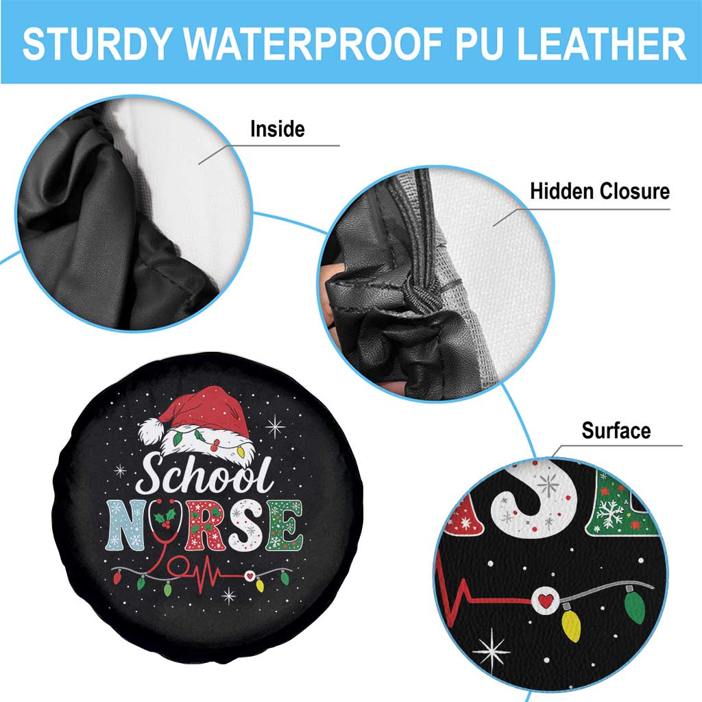 Christmas School Nurse Spare Tire Cover Xmas Lights Red Santa Hat Crew Nurse - Wonder Print Shop