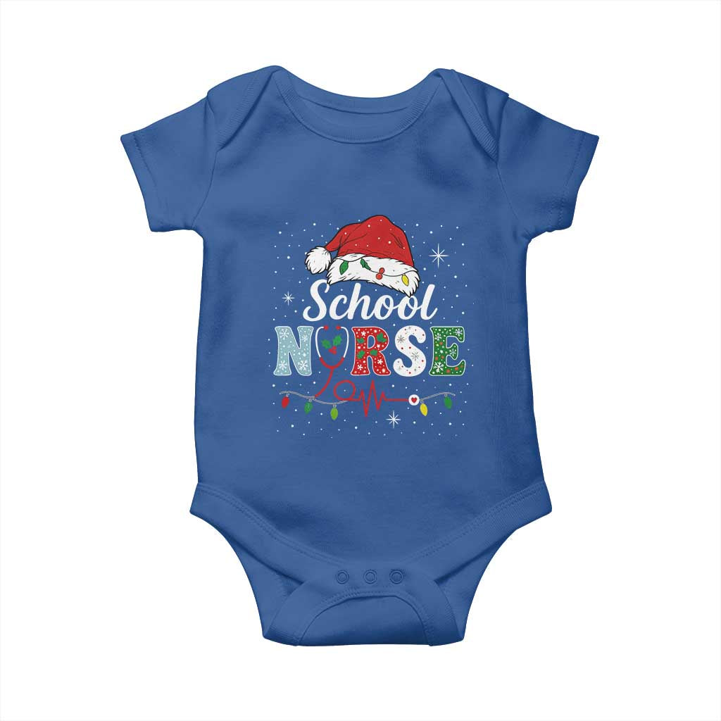Christmas School Nurse Baby Onesie Xmas Lights Red Santa Hat Crew Nurse - Wonder Print Shop