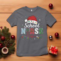 Christmas School Nurse T Shirt Xmas Lights Red Santa Hat Crew Nurse - Wonder Print Shop