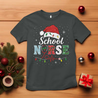 Christmas School Nurse T Shirt Xmas Lights Red Santa Hat Crew Nurse - Wonder Print Shop