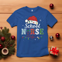 Christmas School Nurse T Shirt Xmas Lights Red Santa Hat Crew Nurse - Wonder Print Shop