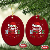 Christmas School Nurse Ceramic Ornament Xmas Lights Red Santa Hat Crew Nurse - Wonder Print Shop