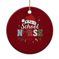 Christmas School Nurse Ceramic Ornament Xmas Lights Red Santa Hat Crew Nurse - Wonder Print Shop