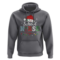 Christmas School Nurse Hoodie Xmas Lights Red Santa Hat Crew Nurse - Wonder Print Shop
