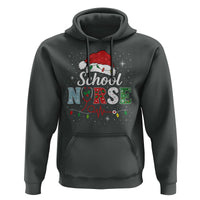 Christmas School Nurse Hoodie Xmas Lights Red Santa Hat Crew Nurse - Wonder Print Shop
