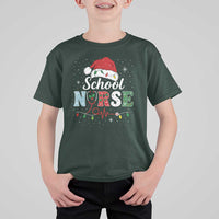 Christmas School Nurse T Shirt For Kid Xmas Lights Red Santa Hat Crew Nurse - Wonder Print Shop