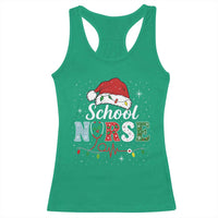 Christmas School Nurse Racerback Tank Top Xmas Lights Red Santa Hat Crew Nurse - Wonder Print Shop