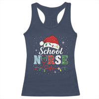 Christmas School Nurse Racerback Tank Top Xmas Lights Red Santa Hat Crew Nurse - Wonder Print Shop