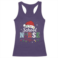 Christmas School Nurse Racerback Tank Top Xmas Lights Red Santa Hat Crew Nurse - Wonder Print Shop