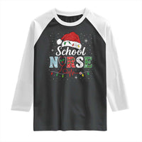 Christmas School Nurse Raglan Shirt Xmas Lights Red Santa Hat Crew Nurse - Wonder Print Shop