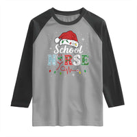 Christmas School Nurse Raglan Shirt Xmas Lights Red Santa Hat Crew Nurse - Wonder Print Shop
