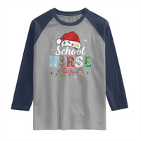 Christmas School Nurse Raglan Shirt Xmas Lights Red Santa Hat Crew Nurse - Wonder Print Shop