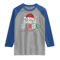 Christmas School Nurse Raglan Shirt Xmas Lights Red Santa Hat Crew Nurse - Wonder Print Shop