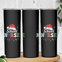 Christmas School Nurse Skinny Tumbler Xmas Lights Red Santa Hat Crew Nurse - Wonder Print Shop