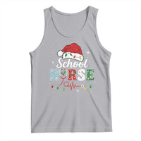 Christmas School Nurse Tank Top Xmas Lights Red Santa Hat Crew Nurse - Wonder Print Shop