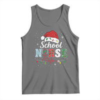 Christmas School Nurse Tank Top Xmas Lights Red Santa Hat Crew Nurse - Wonder Print Shop
