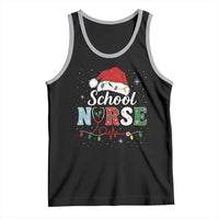 Christmas School Nurse Tank Top Xmas Lights Red Santa Hat Crew Nurse - Wonder Print Shop
