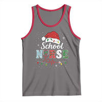 Christmas School Nurse Tank Top Xmas Lights Red Santa Hat Crew Nurse - Wonder Print Shop