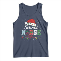 Christmas School Nurse Tank Top Xmas Lights Red Santa Hat Crew Nurse - Wonder Print Shop