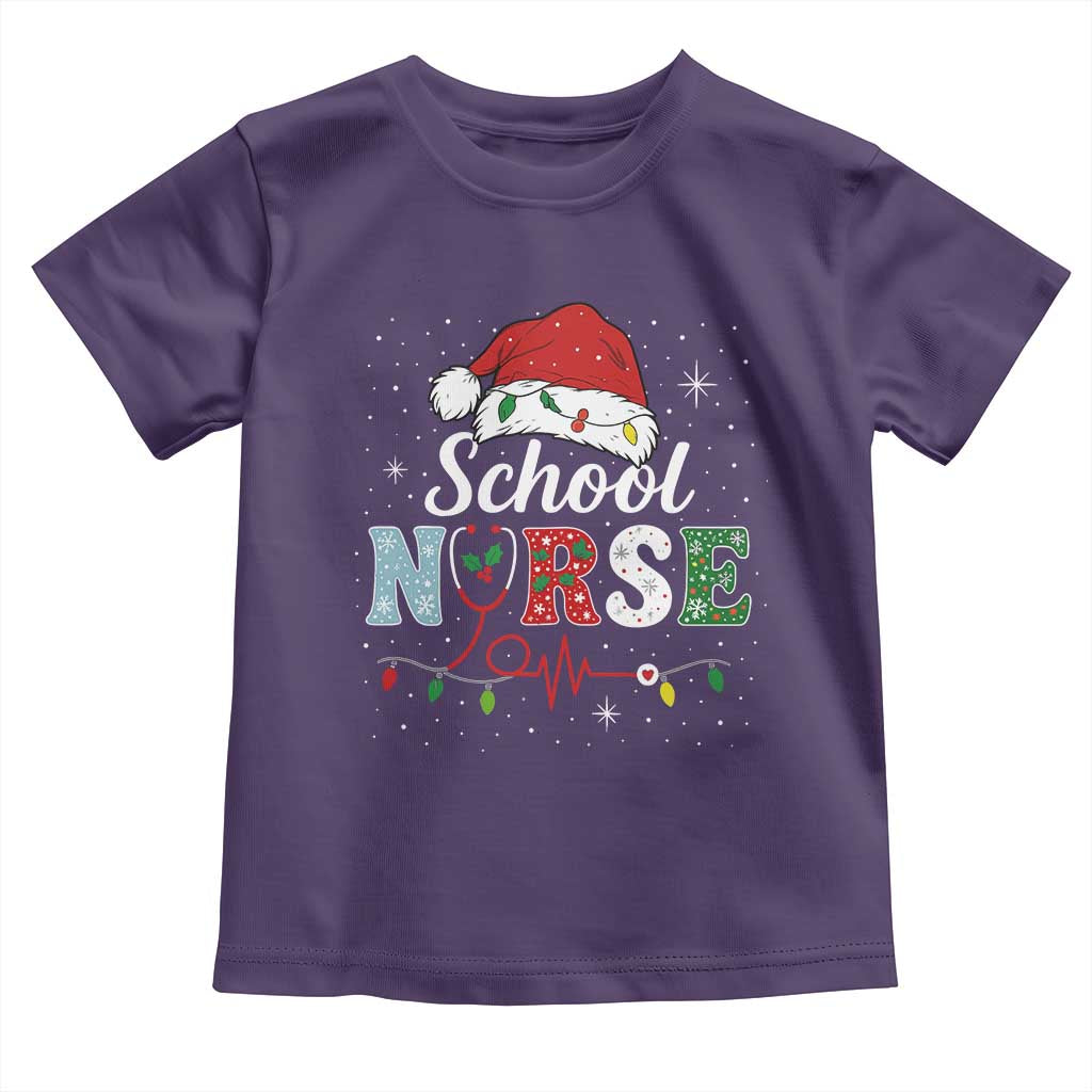 Christmas School Nurse Toddler T Shirt Xmas Lights Red Santa Hat Crew Nurse - Wonder Print Shop