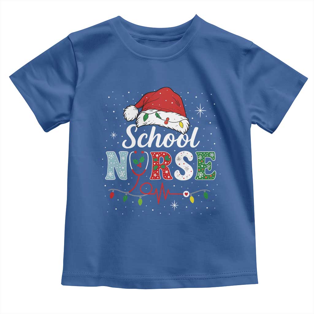 Christmas School Nurse Toddler T Shirt Xmas Lights Red Santa Hat Crew Nurse - Wonder Print Shop