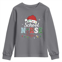 Christmas School Nurse Youth Sweatshirt Xmas Lights Red Santa Hat Crew Nurse - Wonder Print Shop