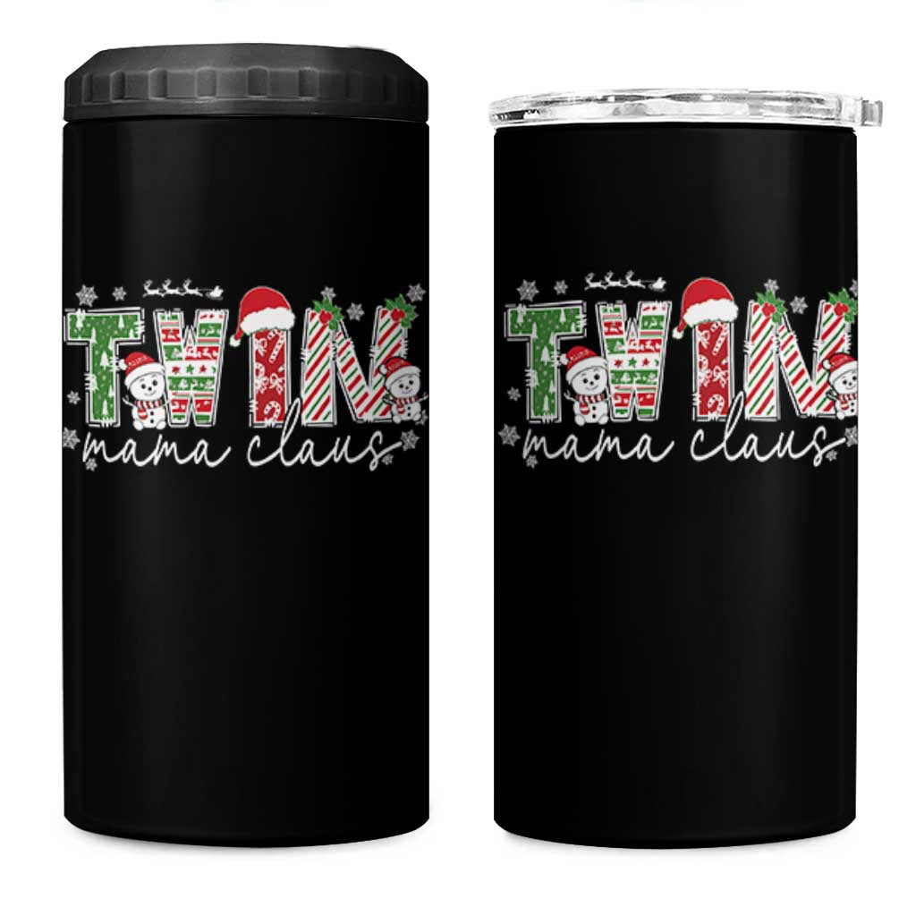 Christmas Twin Mama Claus 4 in 1 Can Cooler Tumbler Pregnancy Announcement - Wonder Print Shop