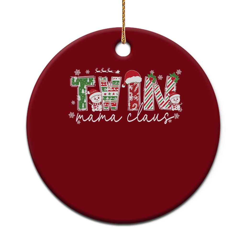 Christmas Twin Mama Claus Ceramic Ornament Pregnancy Announcement - Wonder Print Shop