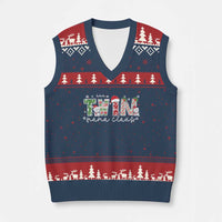 Christmas Twin Mama Claus V-Neck Knit Sweater Vest Pregnancy Announcement - Wonder Print Shop