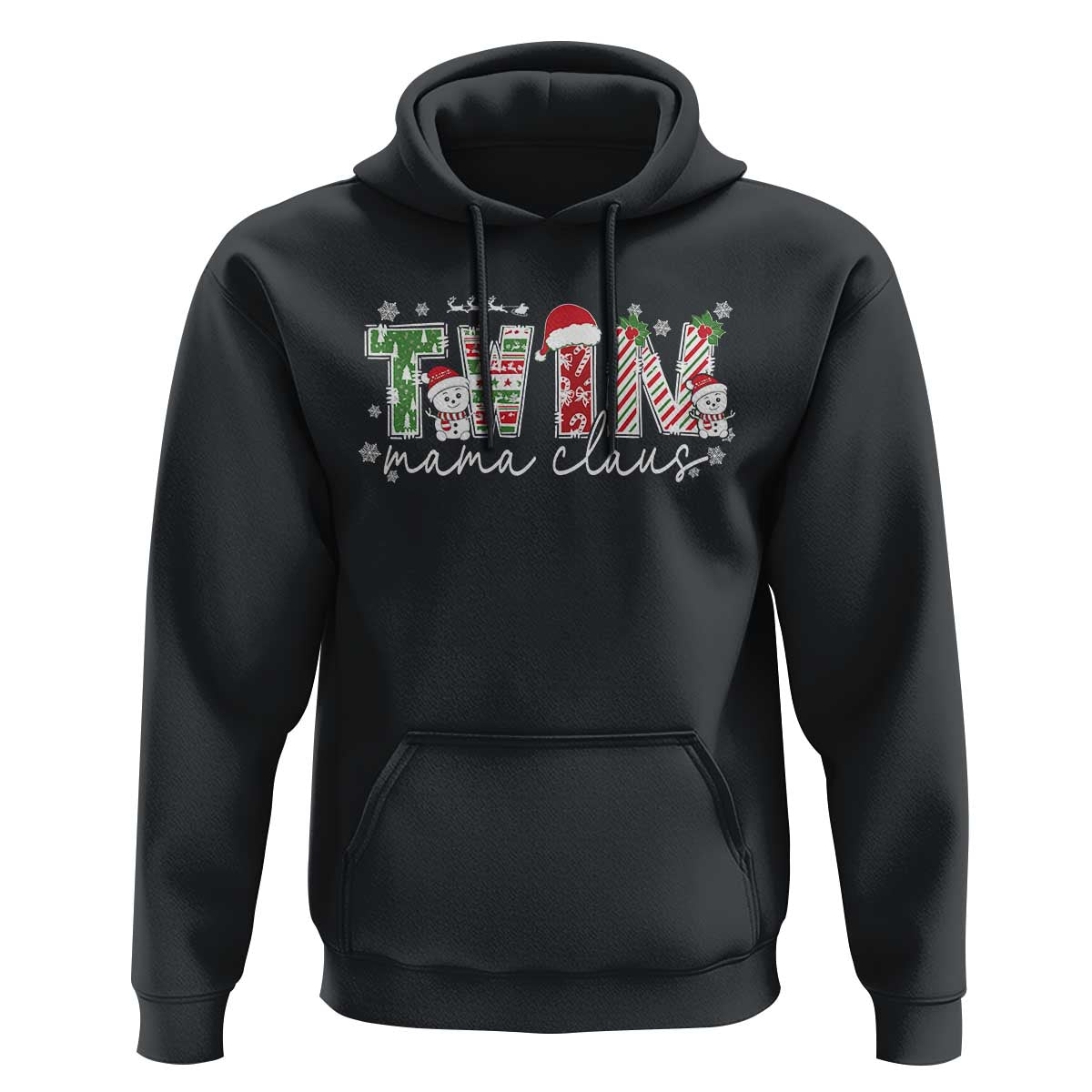 Christmas Twin Mama Claus Hoodie Pregnancy Announcement - Wonder Print Shop