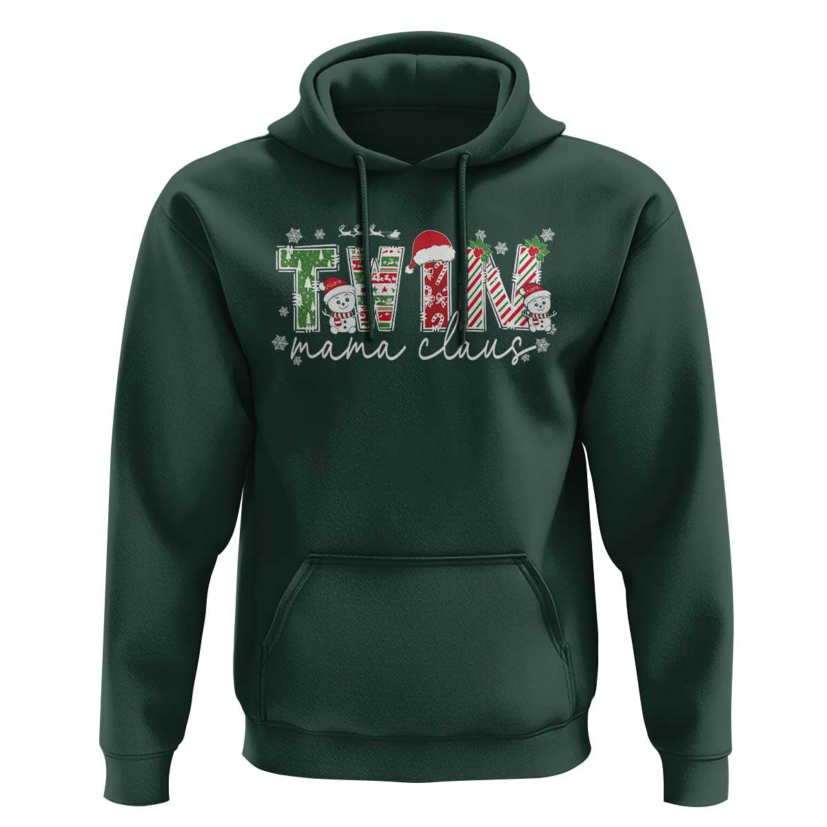 Christmas Twin Mama Claus Hoodie Pregnancy Announcement - Wonder Print Shop