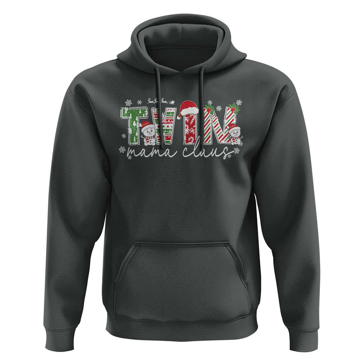 Christmas Twin Mama Claus Hoodie Pregnancy Announcement - Wonder Print Shop