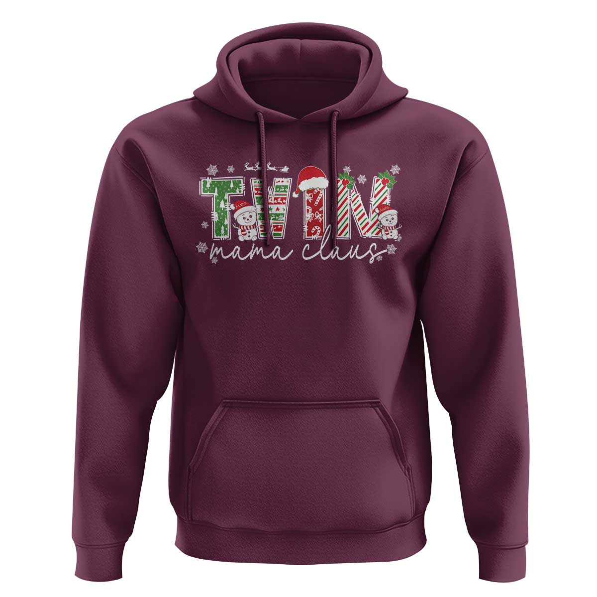 Christmas Twin Mama Claus Hoodie Pregnancy Announcement - Wonder Print Shop