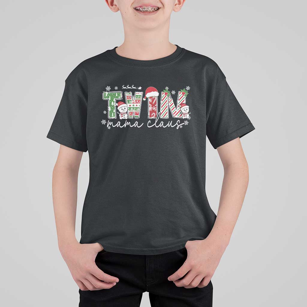 Christmas Twin Mama Claus T Shirt For Kid Pregnancy Announcement - Wonder Print Shop