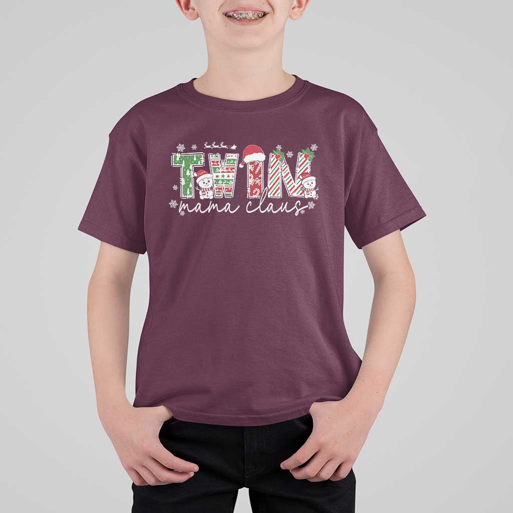 Christmas Twin Mama Claus T Shirt For Kid Pregnancy Announcement - Wonder Print Shop