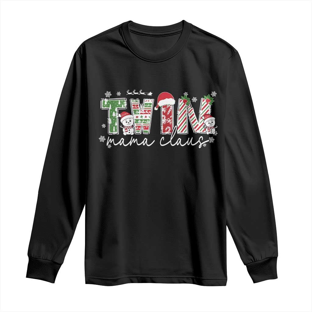 Christmas Twin Mama Claus Long Sleeve Shirt Pregnancy Announcement - Wonder Print Shop