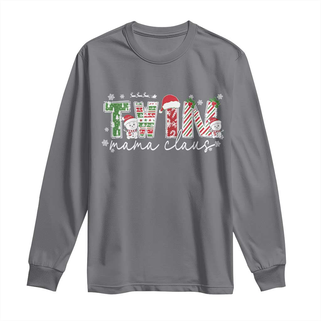 Christmas Twin Mama Claus Long Sleeve Shirt Pregnancy Announcement - Wonder Print Shop