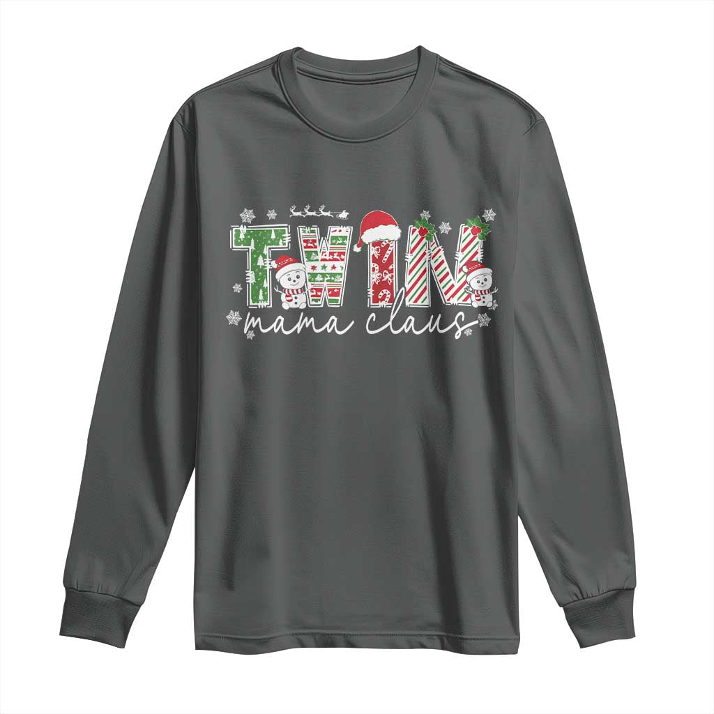 Christmas Twin Mama Claus Long Sleeve Shirt Pregnancy Announcement - Wonder Print Shop