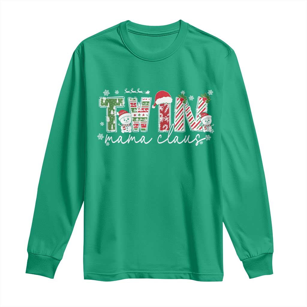 Christmas Twin Mama Claus Long Sleeve Shirt Pregnancy Announcement - Wonder Print Shop