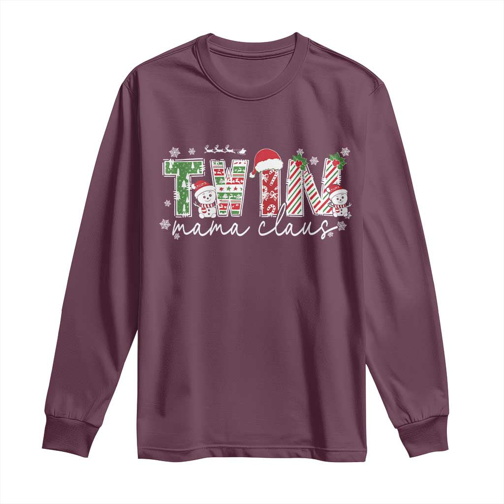 Christmas Twin Mama Claus Long Sleeve Shirt Pregnancy Announcement - Wonder Print Shop
