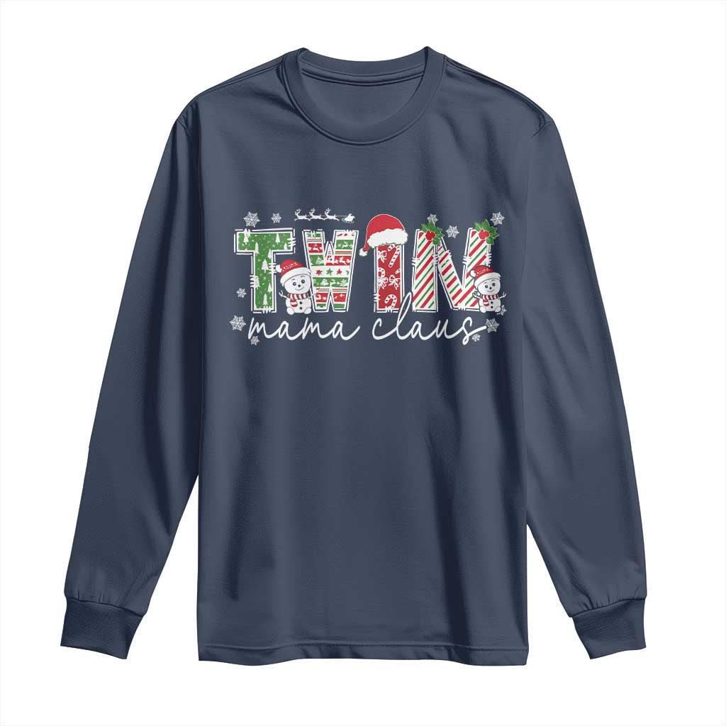 Christmas Twin Mama Claus Long Sleeve Shirt Pregnancy Announcement - Wonder Print Shop